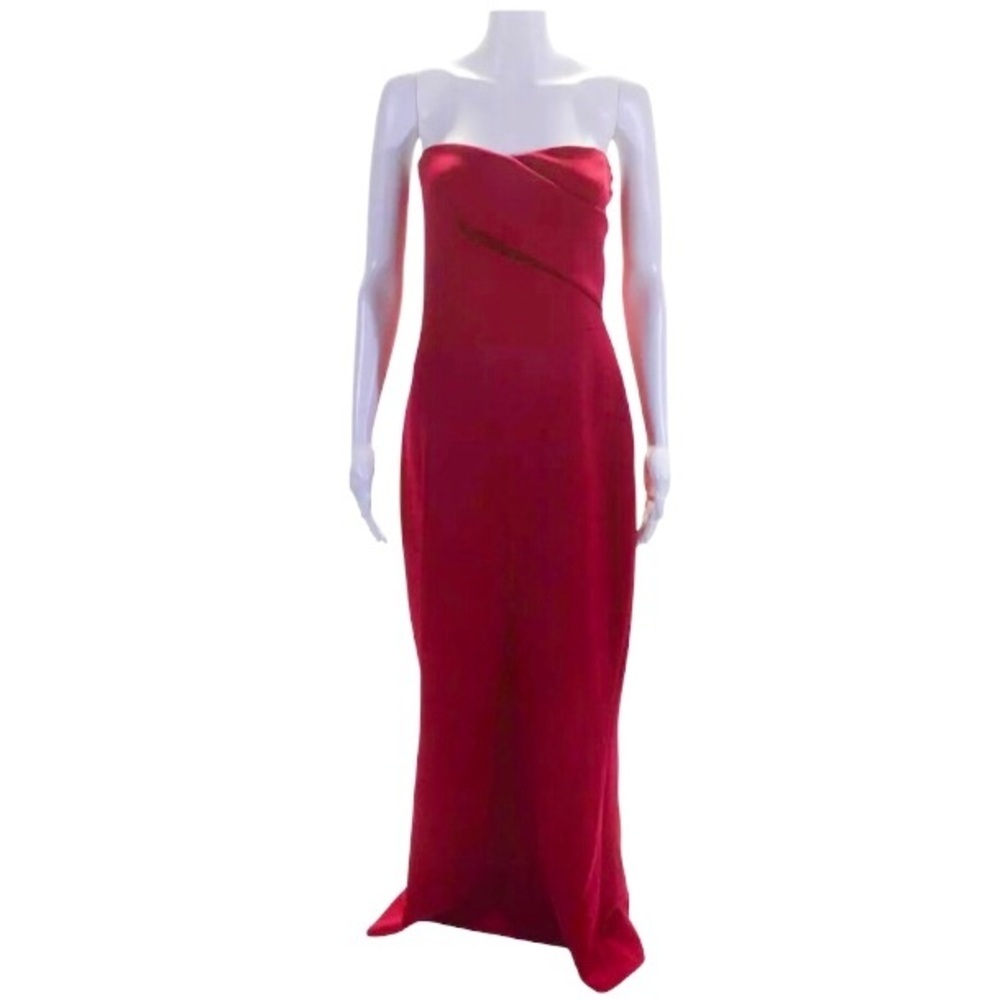 Black Halo Eve Katiyah Formal Maxi Dress Size 16 Red Pleated Bust Gown